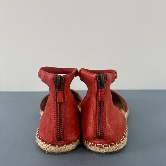Eileen Fisher Lala Red Orange Leather Espadrille Flats - Picture 7 of 10